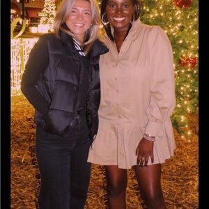 Beige Button-Front Peplum Shirt Dress